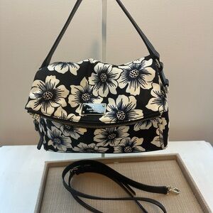 Kate Spade Black and White Nylon Bag with Floral Design